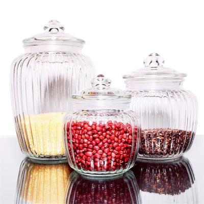 China 650ml 1200ml 2200ml Large Heatable Empty Clear Belly Storage Jar Kitchen Storage Glass Sealed Jar for sale