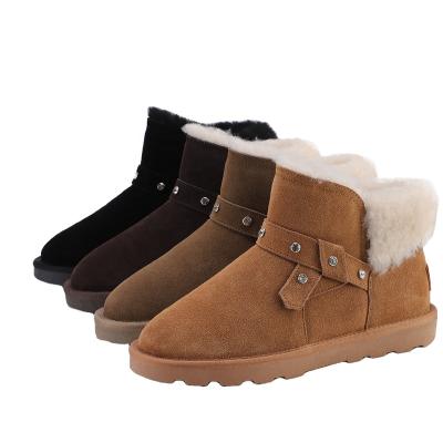 China Damping Winter 2021 Turtle-collar, Sheepskin Low Top Fur, and Faux Stone Fur Snow Boots for sale