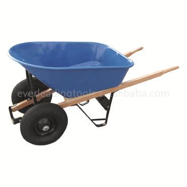 China 6 CU.FT. Outdoor Wheelbarrow Maker Tray Material Powder Coated. wood handle for sale