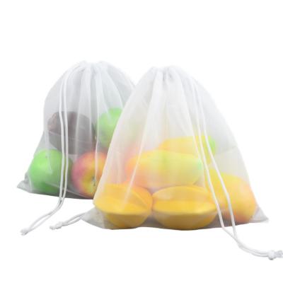 China 100% Wholesale Promotional Vegetable Fruit Reusable Polyester Drawstring Net Mesh Nylon Bags Eco-friendly for sale