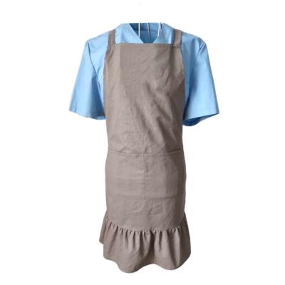 China Custom Canvas Bartender Apron Kitchen Baker Cotton Cleaning Natural Painting Cooking Aprons With Pocket And Embroidery for sale