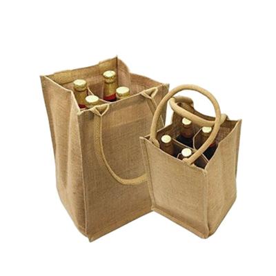 China Eco-Friendly Custom With Hessian Burlap Tote Gift Wine Bag Hessian Jute Bottle Logo Printing Clear Window Carrier for sale