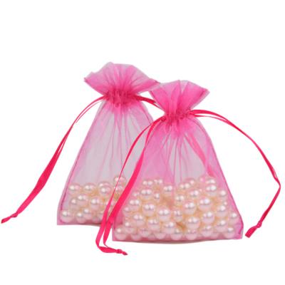 China Promotion Customized Logo Printing 3x4 Inch 7.5x10 Cm Light Pink Organza Bags for sale