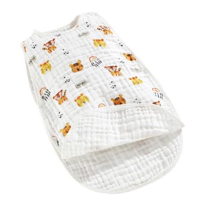 China Breathable Newborn Baby Comfy Sleeping Bag Soft Infant Printed Pure Cotton Clothes 4 layer Gauze Quality product for sale