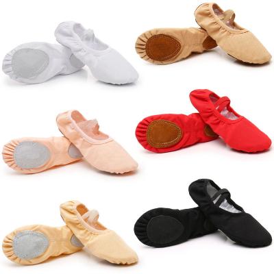 China Wholesale OEM Comfortable Cheap Women Girls Dance Stretch Canvas Genuine Leather Ballet Shoes for sale