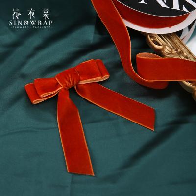 China Recyled 10 Yards 25mm Velvet Ribbon Wedding Party Decoration Hair Bowknot DIY Gift Wrap Ribbon Handmade Christmas Ribbon for sale