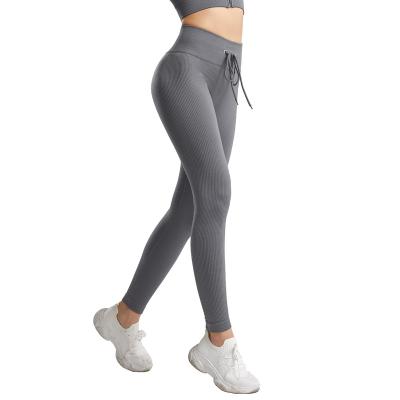 China Breathable Threaded Tied High Waist Yoga Pants Amazon Solid Color Plus Size Sweatpants for sale