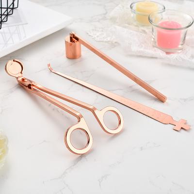 China Wholesale 3PCS Embroidery Stainless Steel Candle Sniffer Sniffer Candle Wick Trimmer Scissors Embroidery Stainless Steel Scissors Hang Tool Kit With Tray for sale