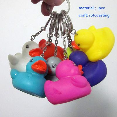 China Shenzhen colorful duck keyring, mini colorful pvc ducks keychain with green materials for sale