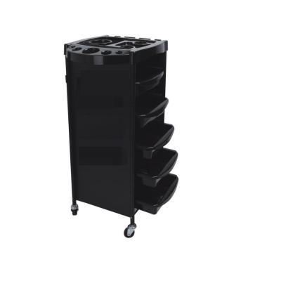 China Modern Black Color Five Drawers Move Easy Professional Salon Machine Trolley For Beauty Salon for sale