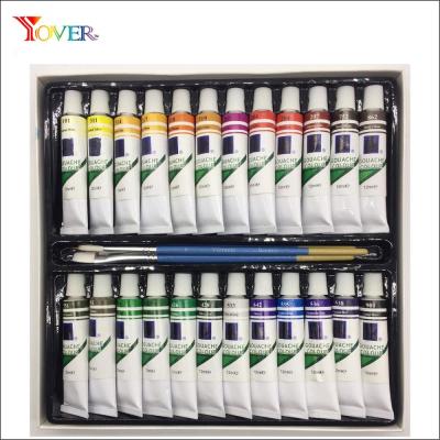 China 24pcs 12ml non-toxic gouache paint with 3pcs brushes for sale