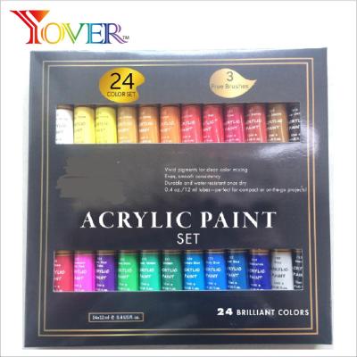 China 24pcs 12ml Non-Toxic Acrylic Paint with Artist Brush Set for sale