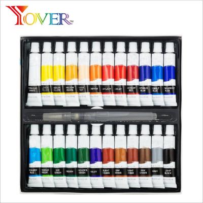 China 24pcs 12ml non-toxic acrylic paint with water brush pen for sale