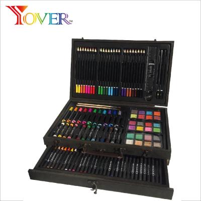 China Non-Toxic Luxury 142pcs Wooden Box with Shooter Art Set for sale