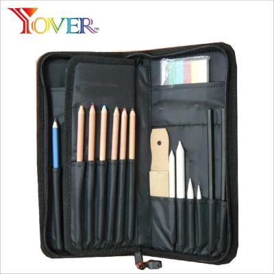 China High Quality Pencil with Accessories 35pcs Sketching and Drawing Set in Nylon Zipper Case for sale