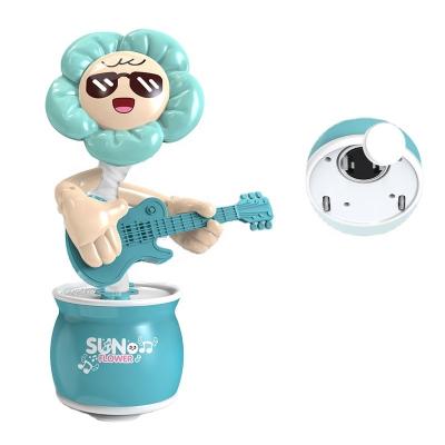 China Singing and Dancing to Simulate Super Popular Electric Speech Rotation Toys Sunflower Skateboard Dancing Singing Study to Talk Playing Guitar Sunflower Walking Toys for sale