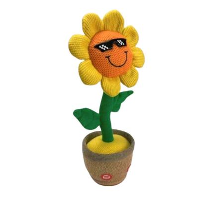 China Playing Music Hot Selling Stuffed Plush Toys Sunflower Shaking Dancing Electric Talking Sunflower Plush Toys for sale