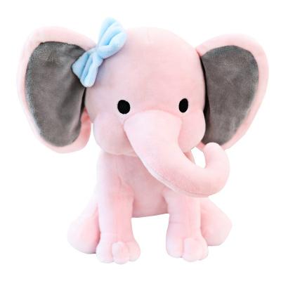 China Kids Gift Stuffed Toy Baby Comfort Companion Toy Elephant Plush Stuffed Toy Roll Nose Big Ear Elephant Pink Gray for sale