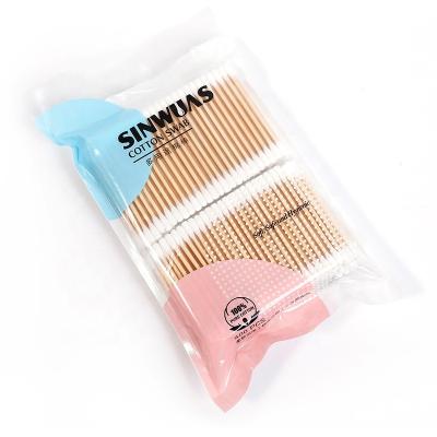 China Newest Selling Cotton Soft Touch 400pcs Disposable Multifunctional Wooden Ear Stick Cosmetology Cleaning Tips for sale