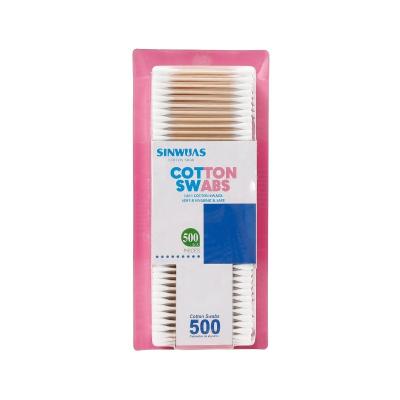 China 2019 cosmetology blister card packing bamboo cotton pad, safty wood sticks cotton soft buds for sale