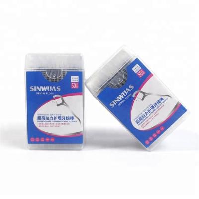 China Home Wholesale Disposable Natural Black Dental Floss With Clear Box for sale