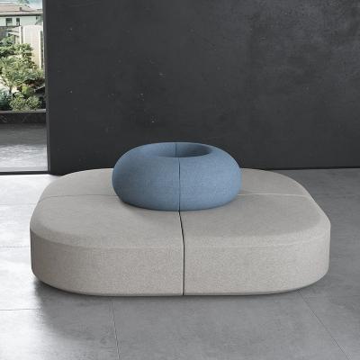 China Gray Library Station Lobby Reception Room Modular Elegant Round Freeform Square Canape Light Blue Living Room Waiting Ottoman Modular Sofa for sale