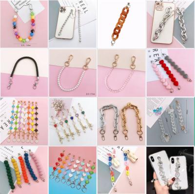 China Anti-fall factory accessories movable acrylic beads Korean style phone case wristband bracelet hand strap chain for sale