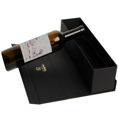 China Luxury Custom Magnetic Black Biodegradable Cardboard Rigid Wine Packaging Box, Wine Bottle Gift Box Packaging For Wine for sale