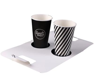 China Wholesale Disposable Biodegradable Color Printing Coffee Cup Paper Carrier for sale