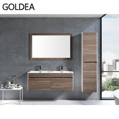 China Wholesale Modern Double Basin Design Hotel MDF Modern Bathroom Vanity Cabinet for sale