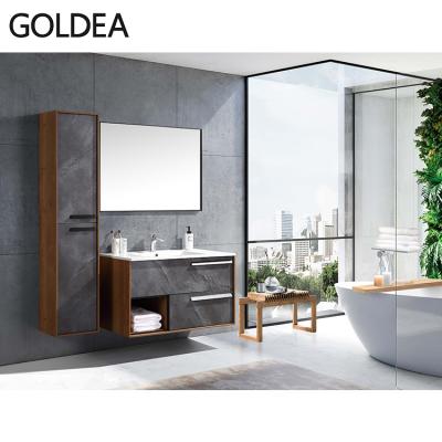 China New contemporary modern bathroom vanity unit with side cabinets for sale