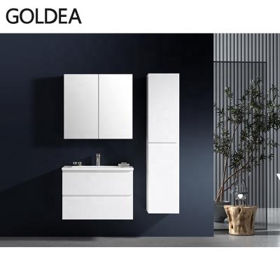 China Modern Glossy White European Style Wall Cabinet Bathroom Vanity White Bathroom Vanity for sale