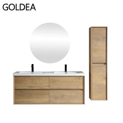 China Double Sink Modern Bathroom Vanity Wall Mounted Bathroom Furniture Cabinet for sale