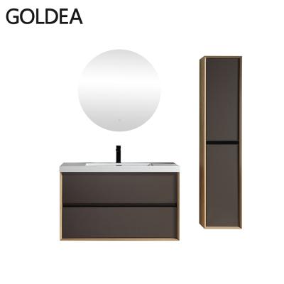 China Modern Quality Modern Western Led Round Mirror MDF Furniture Bathroom Vanity for sale