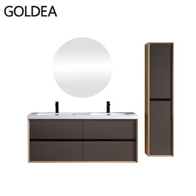 China European Modern Double Basin Bathroom Furniture Wall Mounted Modern Cabinet for sale