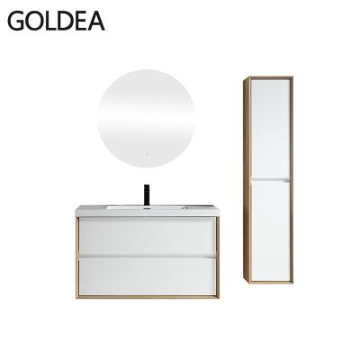 China Modern Quality European MDF Furniture Round Mirror Mirror Bathroom Cabinet for sale