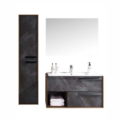 China New Modern Modern Melamine Furniture Bathroom Vanity Cabinets With Black Aluminum Handle for sale