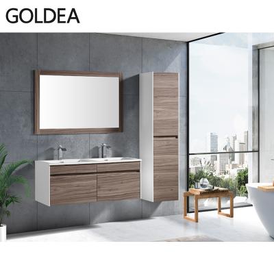 China Modern Western Modern Wall Hung MDF Bathroom Vanity Cabinet With Mirror for sale