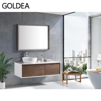 China Hot Selling Modern European Style Wall Mount Design Countertop Vanity Bathroom Cabinet for sale