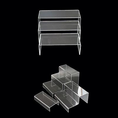 China Acrylic clear acrylic tabletop 3 step ties acrylic display risers acrylic riser stand for perfume shoes for sale