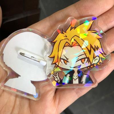 China Acrylic Custom Epoxy Coat or Double Board Hologram Printed Clear Acrylic Badge Anime Pin for sale