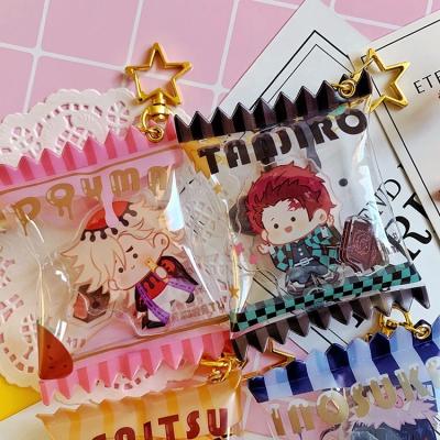 China Environmental Friendly Custom Acrylic Candy Key Chain Printing Plastic Transparent Acrylic Candy Inflatable Pendant Charms As Gift for sale