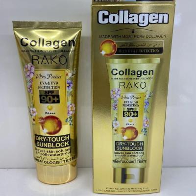 China Pure Natural COLLAGEN SPF90+++AFTER MAKEUP Sunblock Cream Fruit Extractc RAKO 100ML Sunscreen HIGH UVA/UVB protection for sale