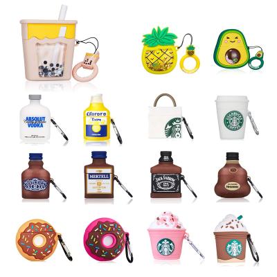 China Highly Shockproof 2021 Material Earphone Cover Device Design Food Quicksand For Airpod Cute Case With Key Chain For Airpods Pro Cases for sale