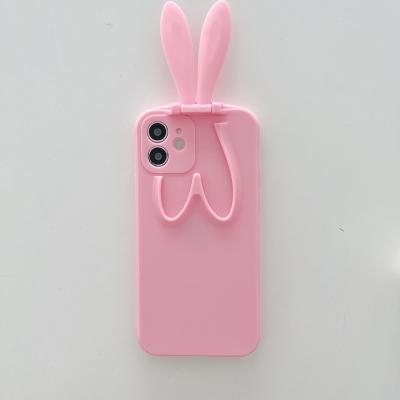 China New Gemfits Shockproof Rabbit Ears Folding Bracket Shell High Quality TPU Soft Material Mobile Phone Cover For iPhone 11 12 pro max for sale