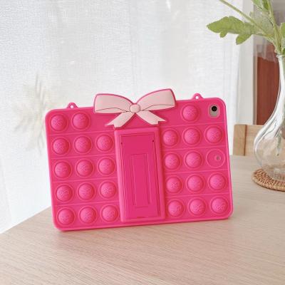 China Fanshion Factory Wholesale Stir Reliver Stress Boost She Bubble Tablet Case For iPad Pink Stripe Kickstand Lanyard Cover for sale