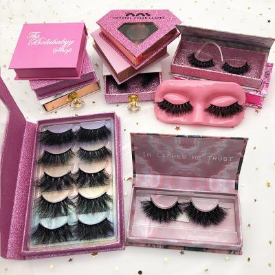 China Wholesale Thick Lashes Custom Packaging Box Private Label 25mm Mink Eyelash 3d Fluffy Eyelashes for sale