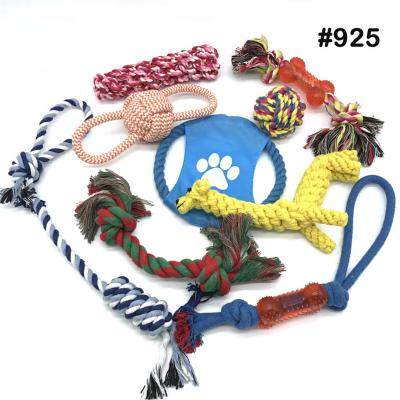 China Hot Selling Toy Combination Set Pet Cotton Woven Toy Ball Dog Bite Rope Knot Rope Durable Colorful Molar Bite Pet Toy Viable for sale