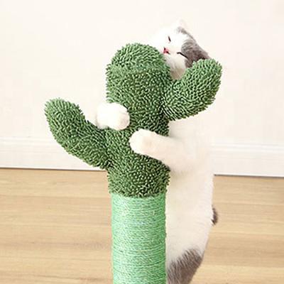 China Durable Cactus Cat Climbing Frame Cat Toys Viable Hot Sale Cactus Scratch Post Sisal Rope Chenille Fabric Cat Toys for sale