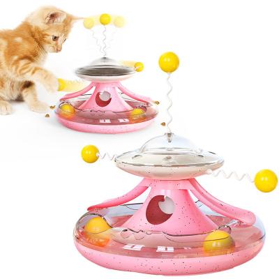 China Sustainable Hot-selling Pet Supplies Cat Turntable Hidden Food Toy Cat Stick Kitten Tumbler Funny Cat Ball Toys Interactive Toys for sale